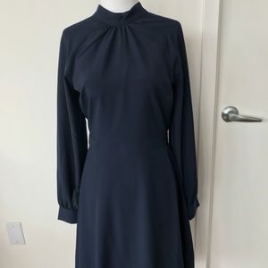 BANANA REPUBLIC Navy Mock Neck Flowing Dress